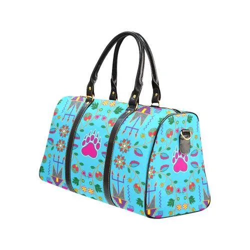 Geometric Floral Fall-Sky Blue New Waterproof Travel Bag/Large