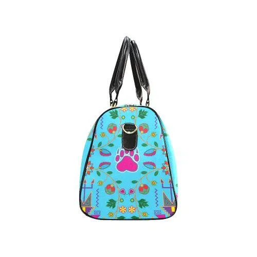 Geometric Floral Fall-Sky Blue New Waterproof Travel Bag/Large