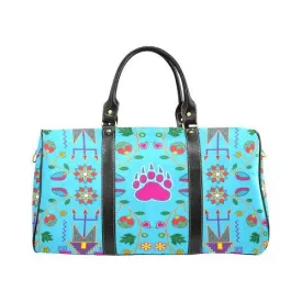 Geometric Floral Fall-Sky Blue New Waterproof Travel Bag/Large