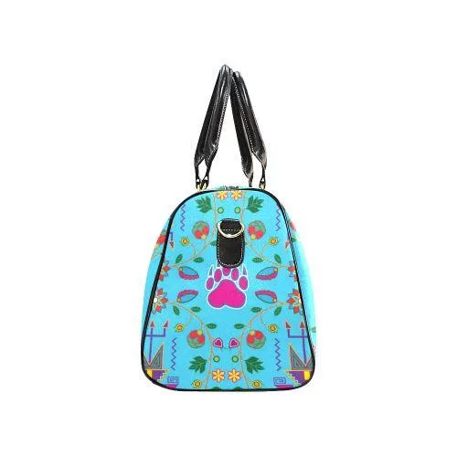 Geometric Floral Fall-Sky Blue New Waterproof Travel Bag/Large