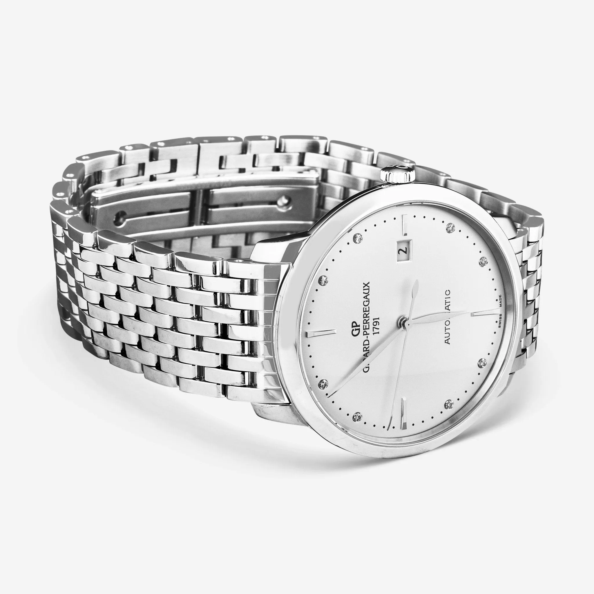 Girard-Perregaux 1966 Silver Dial Stainless Steel Automatic Ladies Watch 49555-11-1A1-11A