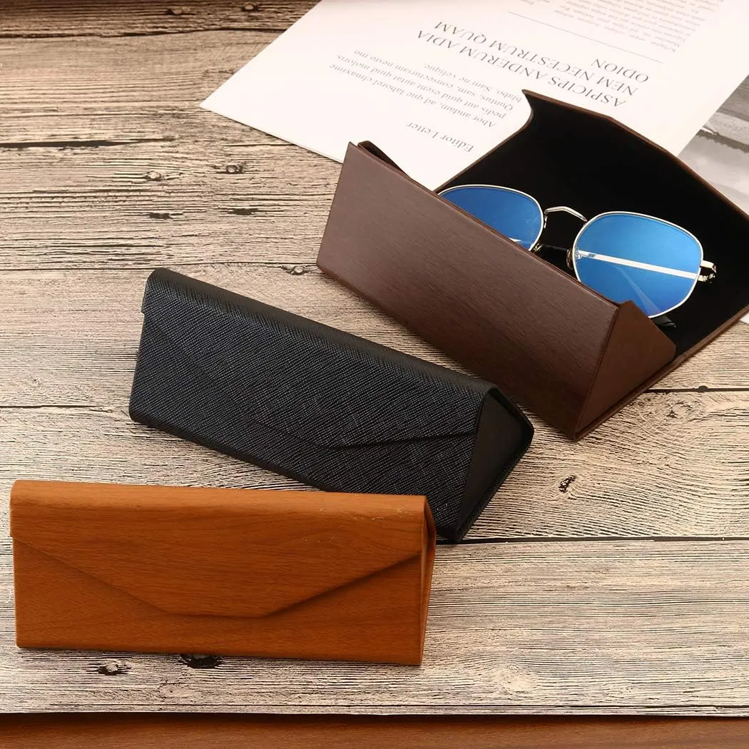 Glasses Cases, Eyeglasses Case Hard Shell For Men Women, PU Folding Glasses Sunglasses Case Portable With Clean Cloth