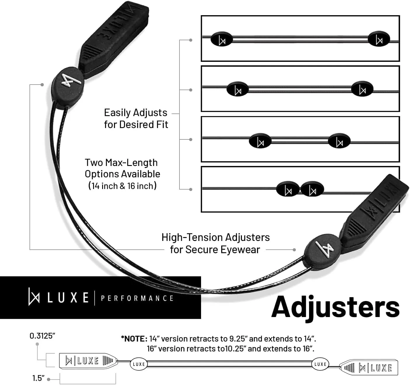 Glasses Strap- Eyewear Retainer, Sunglasses Strap, Eyeglasses Strap, Adjustable Cable Straps, Glasses Holder