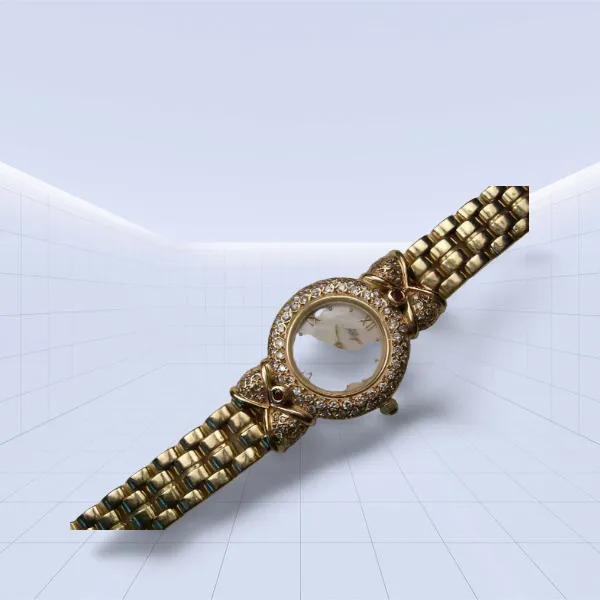 Gorgeous Estate 14K Yellow Gold Allegro Diamond Ladies Wristwatch Wrist Watch