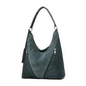 Green Suede &  Leather Strap Female Shoulder Bags