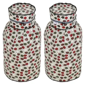 Heart Home PVC Circle Print Waterproof and Dustproof Cylinder Cover for Home & Kitchen Pack of 2 (Cream) 52HH3942