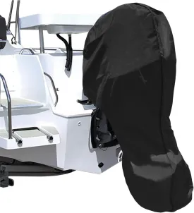 iCOVER Outboard Motor Covers, Trailerable Full Boat Engine Cover Waterproof Heavy Duty Oxford Fabric with Zipper, Fits15-20HP Motors