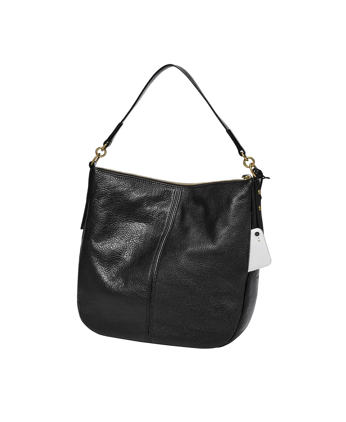 Jolie Fossil Women's Leather Hobo Bag, Black