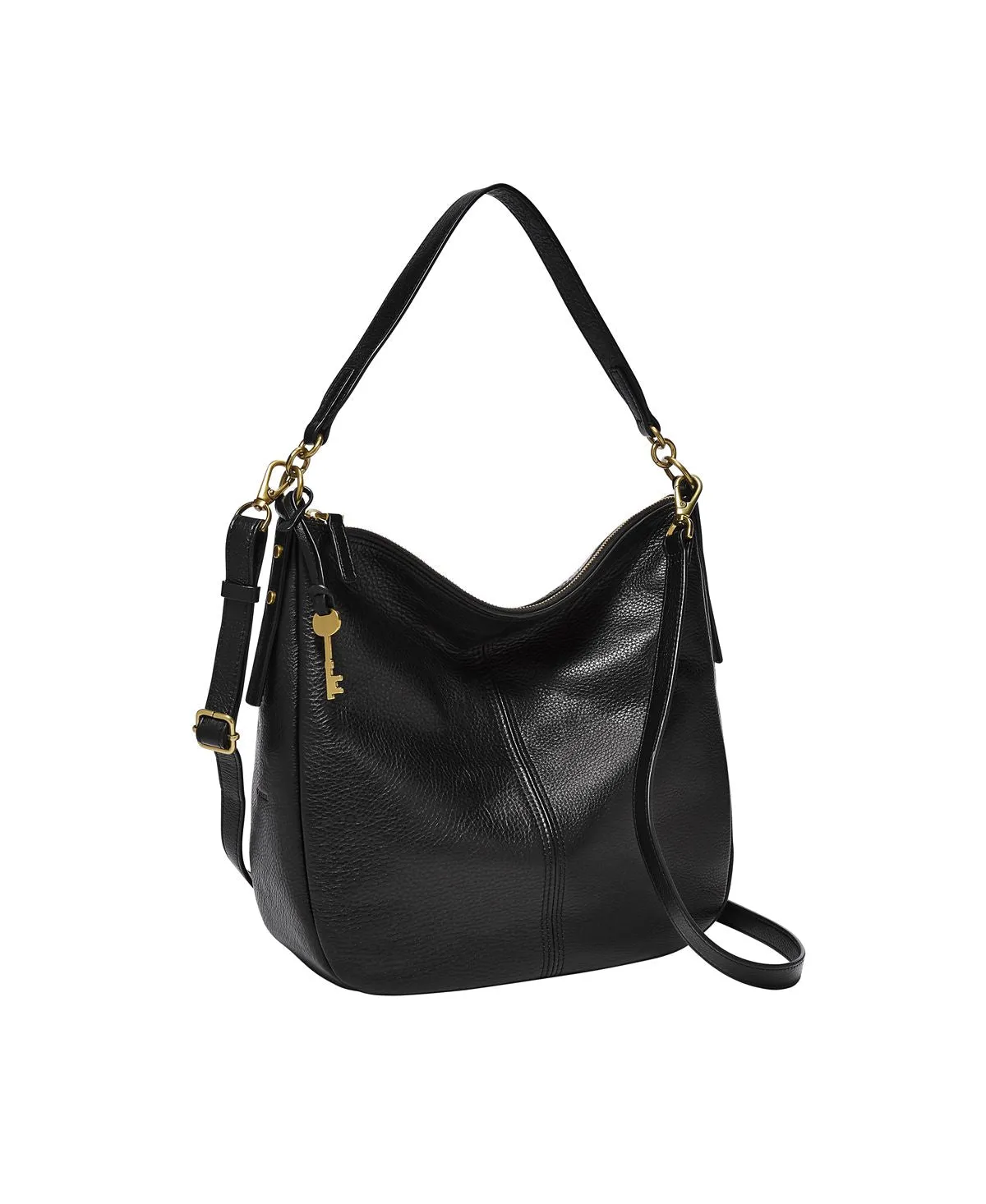 Jolie Fossil Women's Leather Hobo Bag, Black