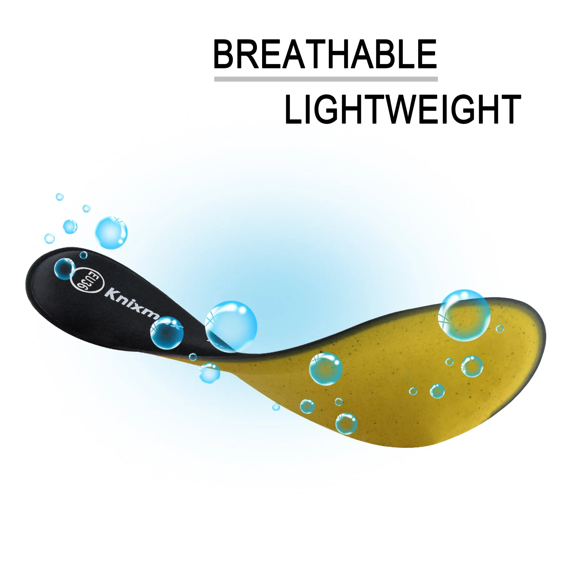 Knixmax Men & Women's Memory Foam Insoles, Black, for Athletic Shoes & Sneakers