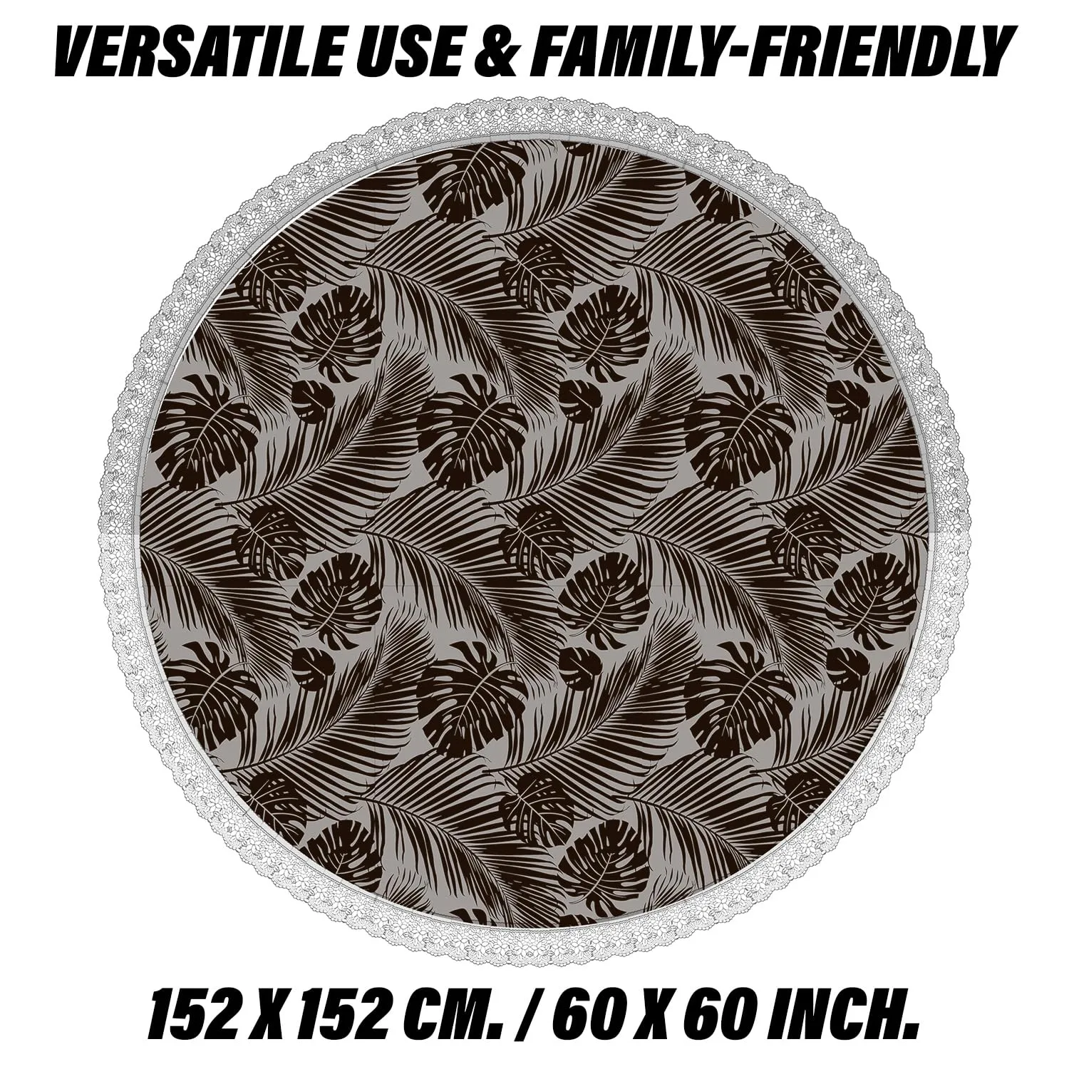 Kuber Industries Round Dining Table Cover 4 Seater Waterproof | Center Table Teepai Cover Cloth for Tea Coffee | Tabletop & Teapoy Mat for Living Room, Kitchen & Balcony | PVC | 60 Inch | Leafy Brown