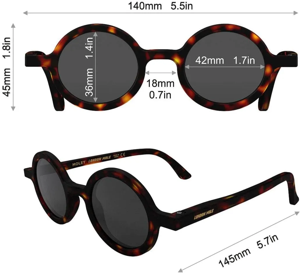 LONDON MOLE Eyewear | Moley Sunglasses | Round Glasses | Fashion Brand | UV400 Protection | Men's Women's Unisex