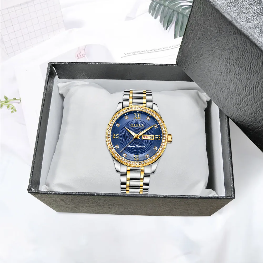 Luxurious Golden Wristwatch Premium Metal Band Watch [Premium Gift Box]