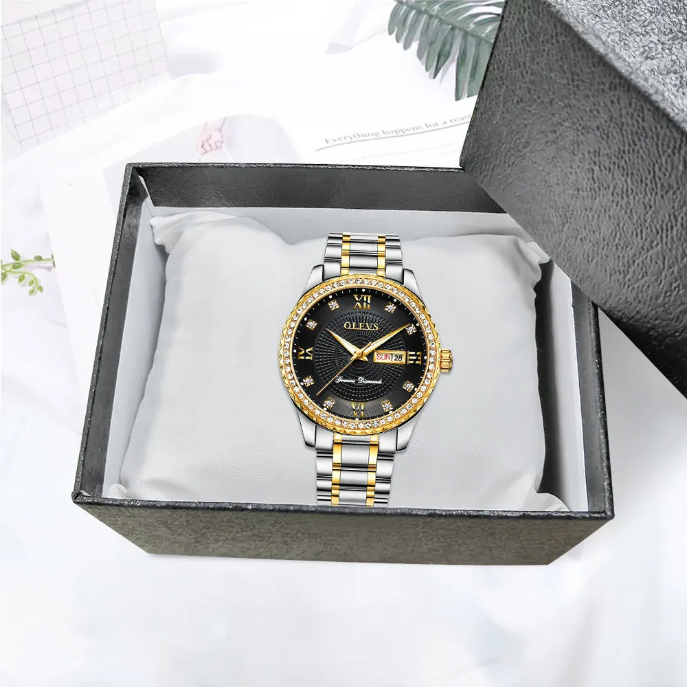 Luxurious Golden Wristwatch Premium Metal Band Watch [Premium Gift Box]