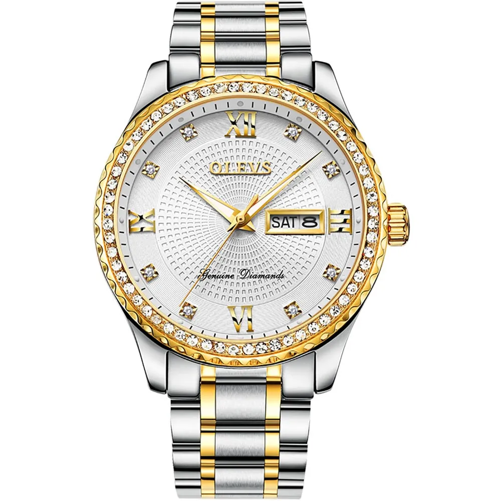 Luxurious Golden Wristwatch Premium Metal Band Watch [Premium Gift Box]