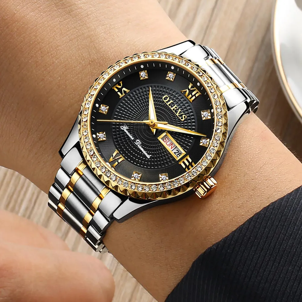Luxurious Golden Wristwatch Premium Metal Band Watch [Premium Gift Box]