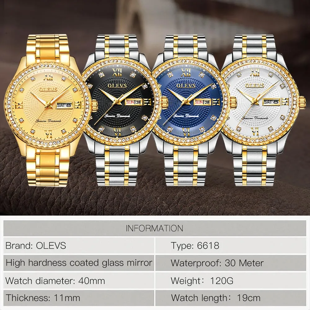 Luxurious Golden Wristwatch Premium Metal Band Watch [Premium Gift Box]