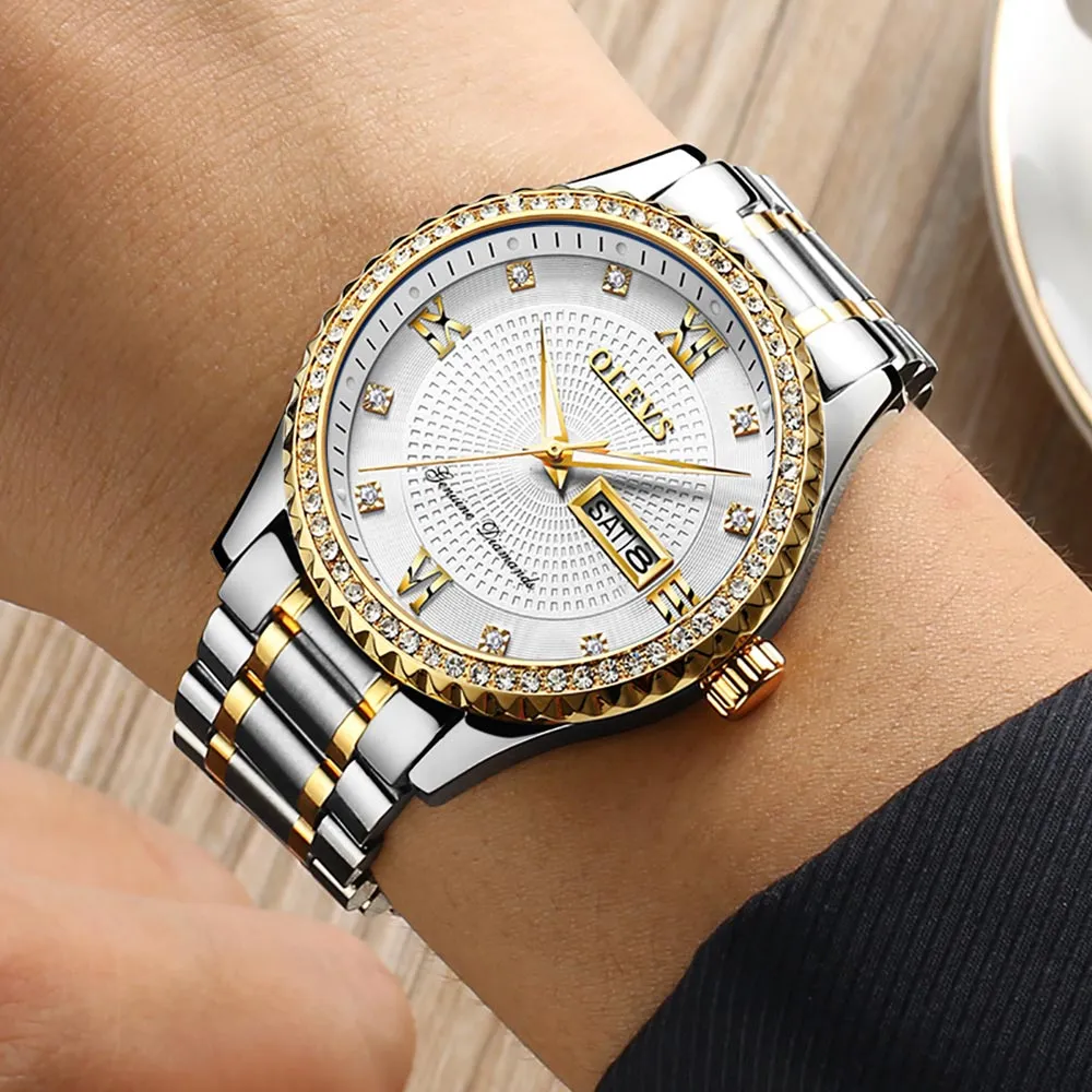 Luxurious Golden Wristwatch Premium Metal Band Watch [Premium Gift Box]