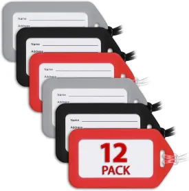 Mifflin-USA Luggage Tags (Business, 12 PK), Bag Tag for Baggage, Suitcase Tags Bulk