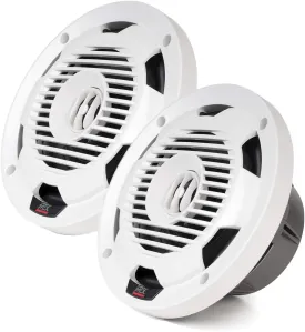 MTX WET77-W Wet Series 75 Watt RMS 4 Ohm Coaxial Outdoor Marine Boat ATV UTV Speaker Pair with Weather Resistant Polypropylene Cones, Silicone Insulated Tinsel Leads, and ASA Plastic Grille, White