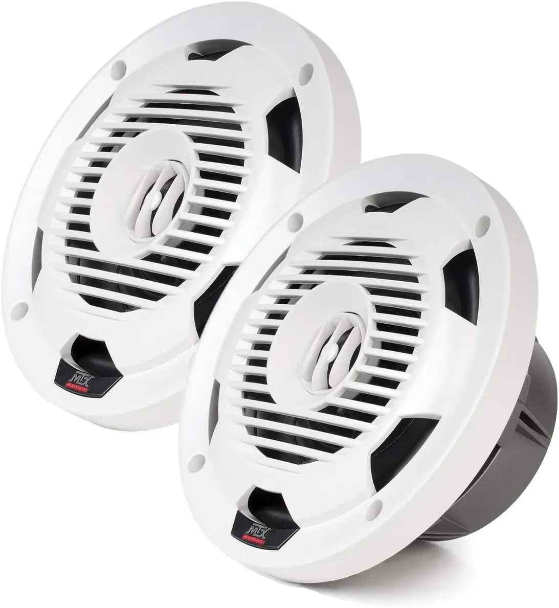 MTX WET77-W Wet Series 75 Watt RMS 4 Ohm Coaxial Outdoor Marine Boat ATV UTV Speaker Pair with Weather Resistant Polypropylene Cones, Silicone Insulated Tinsel Leads, and ASA Plastic Grille, White
