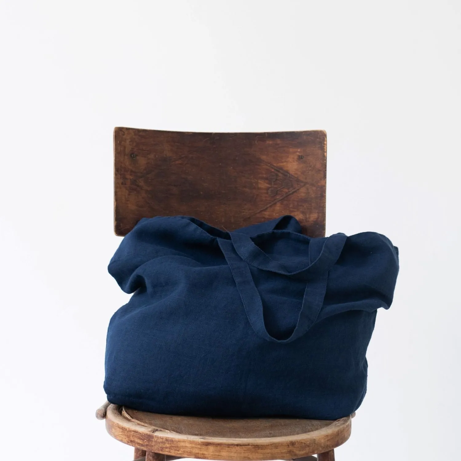 Navy Large Linen Bag