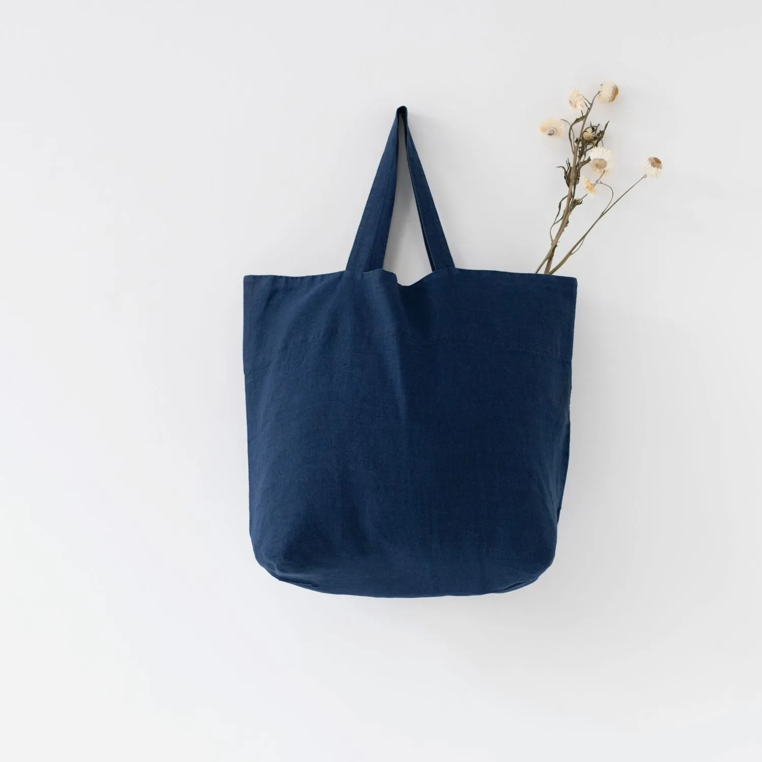Navy Large Linen Bag
