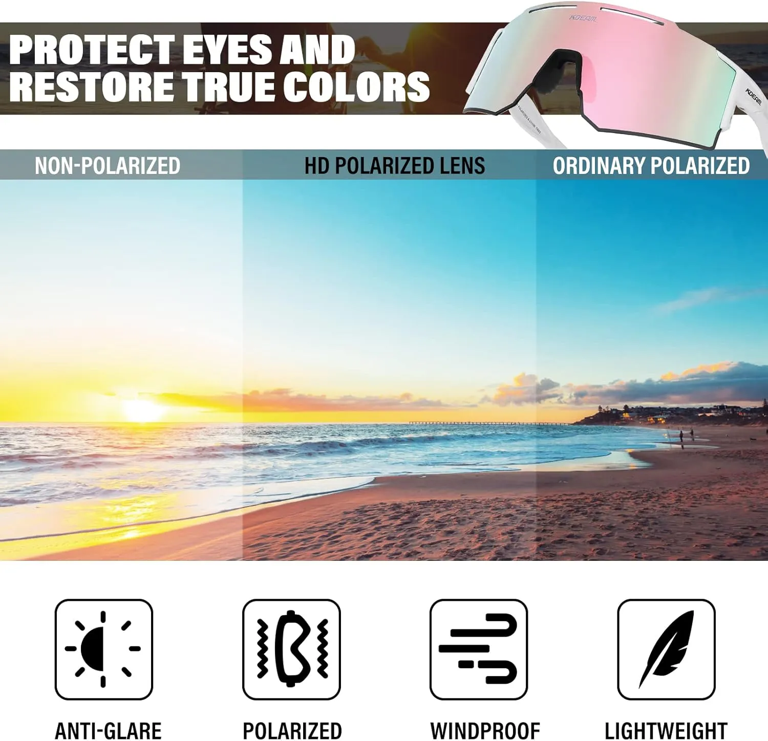 Polarized Sunglasses Women Men Sports Cycling Glasses Sports Eyewear Googles for Running Driving Baseball