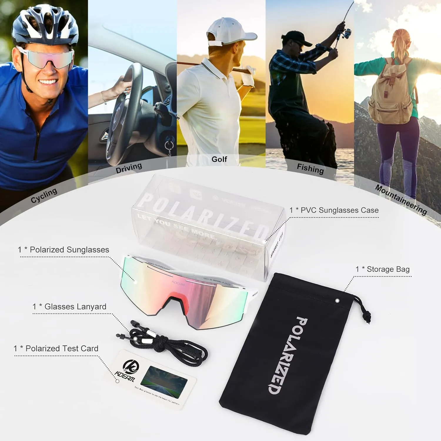 Polarized Sunglasses Women Men Sports Cycling Glasses Sports Eyewear Googles for Running Driving Baseball