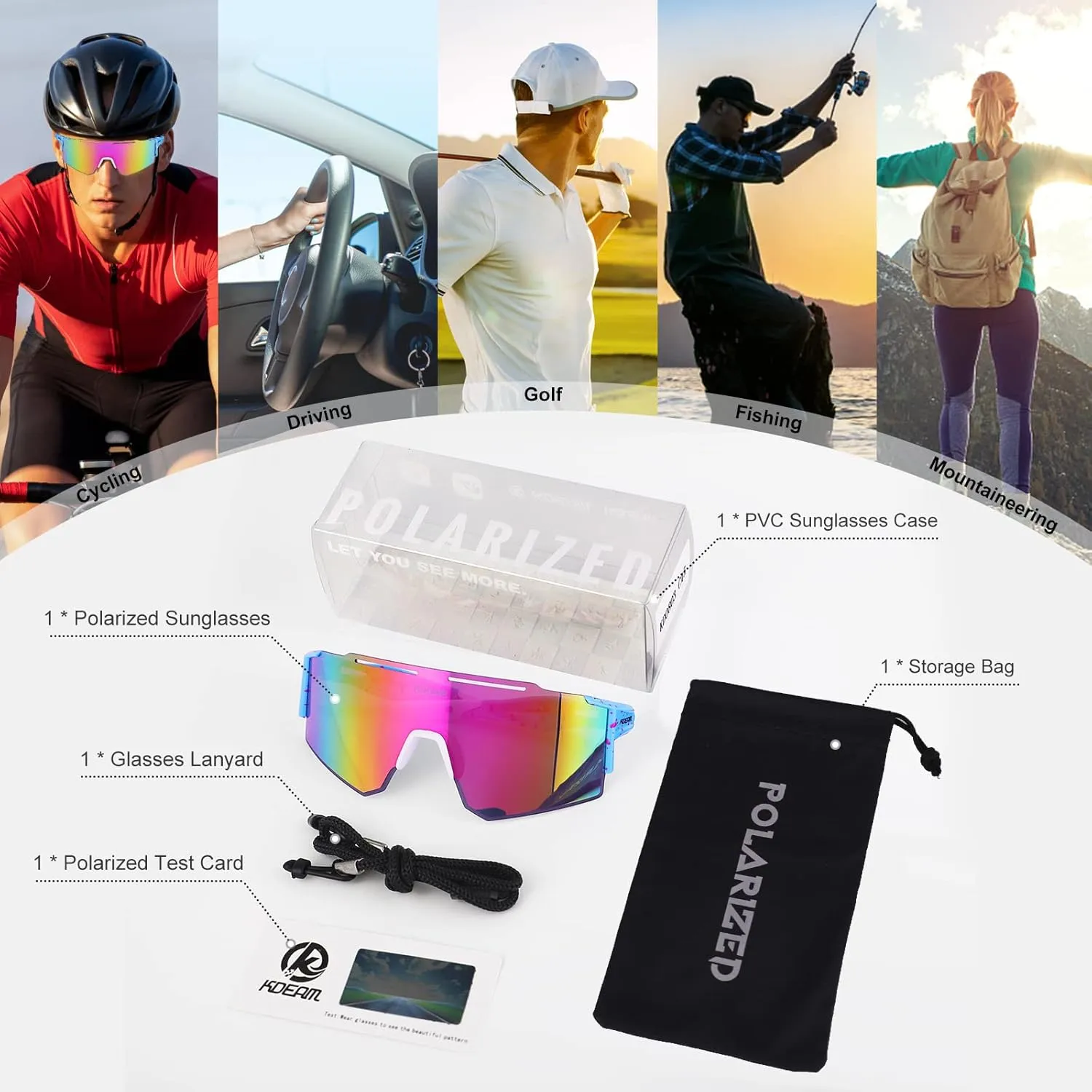 Polarized Sunglasses Women Men Sports Cycling Glasses Sports Eyewear Googles for Running Driving Baseball