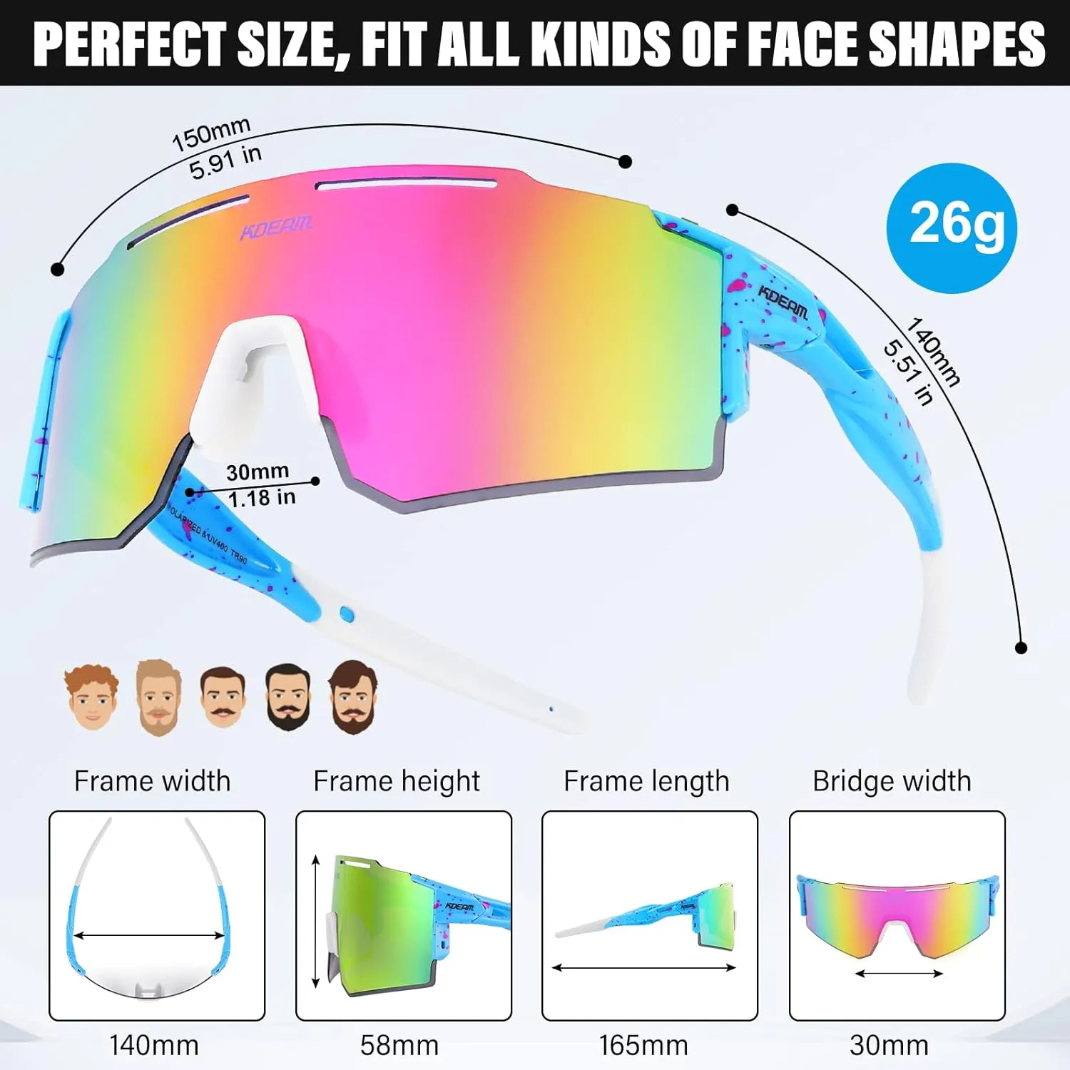 Polarized Sunglasses Women Men Sports Cycling Glasses Sports Eyewear Googles for Running Driving Baseball