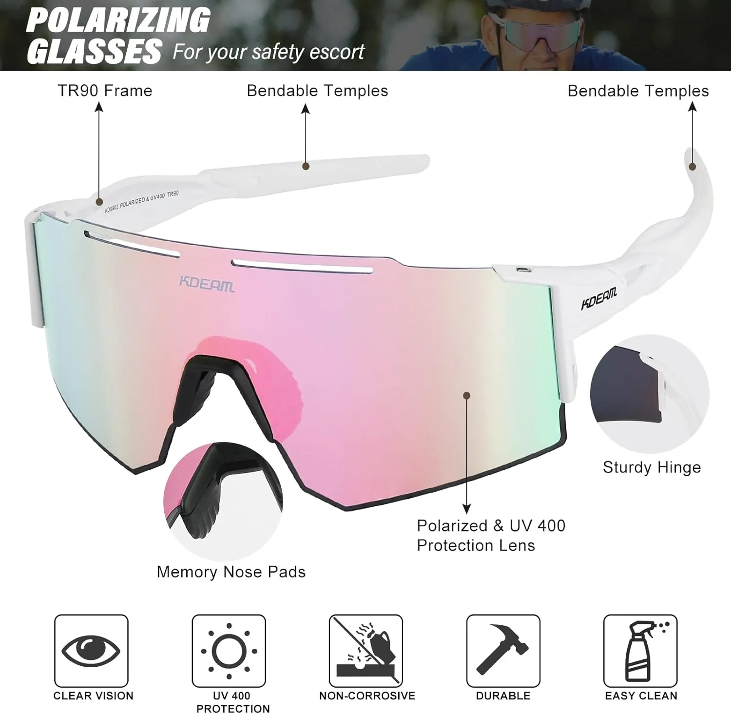 Polarized Sunglasses Women Men Sports Cycling Glasses Sports Eyewear Googles for Running Driving Baseball