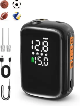 Pumteck AP1-M Electric Ball Pump: Portable Sports Automatic Ball Air Pump with Digital Precise Pressure Gauge, 15Psi Fast Inflation Basketball Soccer Football Volleyball Rugby Inflator with 2 Needles