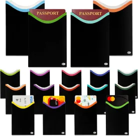 RFID Blocking Credit Card & Passport Sleeves (14 Short Side Credit Card & 4 Passport Protectors)  RFID Blocking Identity Theft Protection, Slim Design  Ideal for Travel and Everyday Use