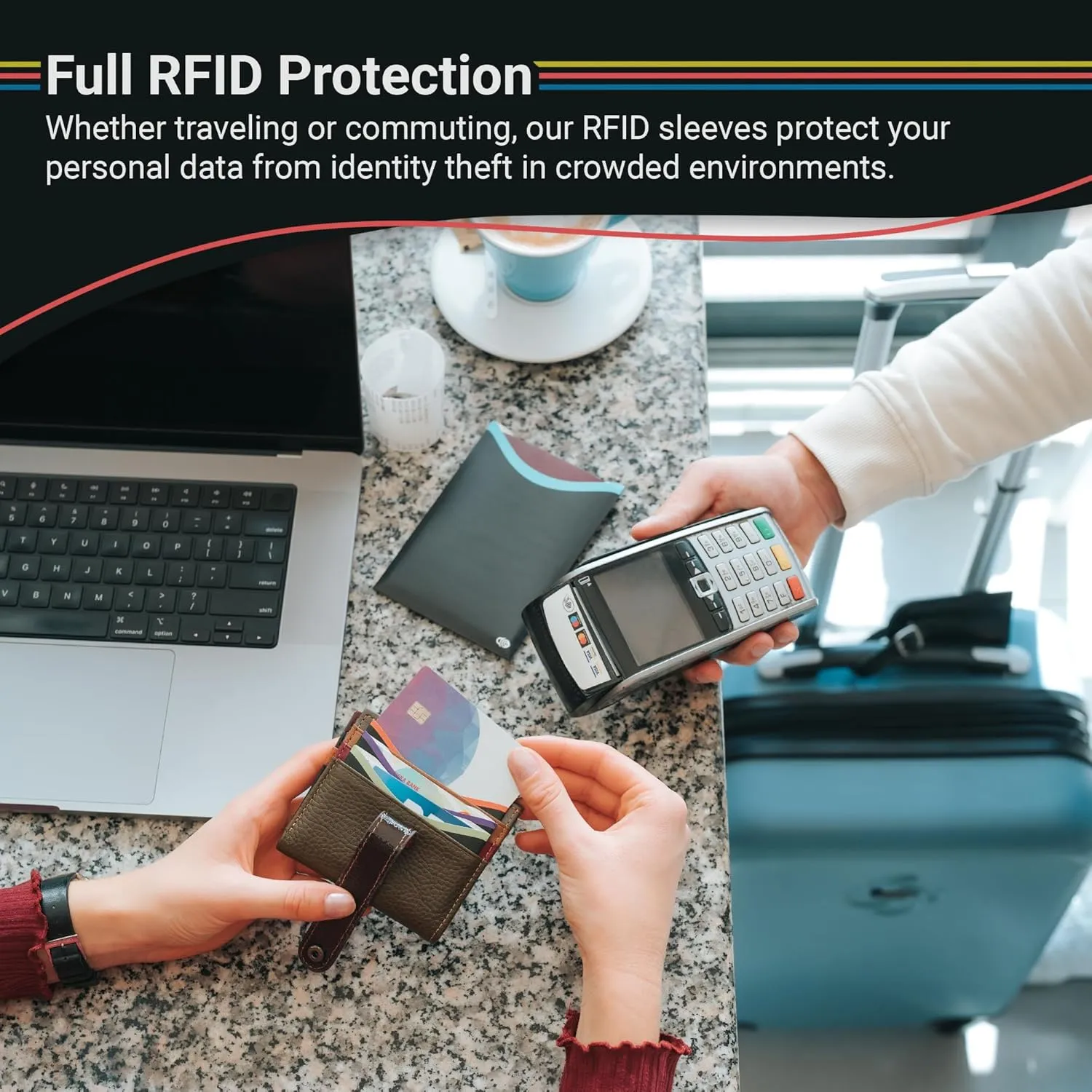 RFID Blocking Credit Card & Passport Sleeves (4 Long Side Credit Card & 2 Passport Protectors)  RFID Blocking Identity Theft Protection, Slim Design  Ideal for Travel and Everyday Use