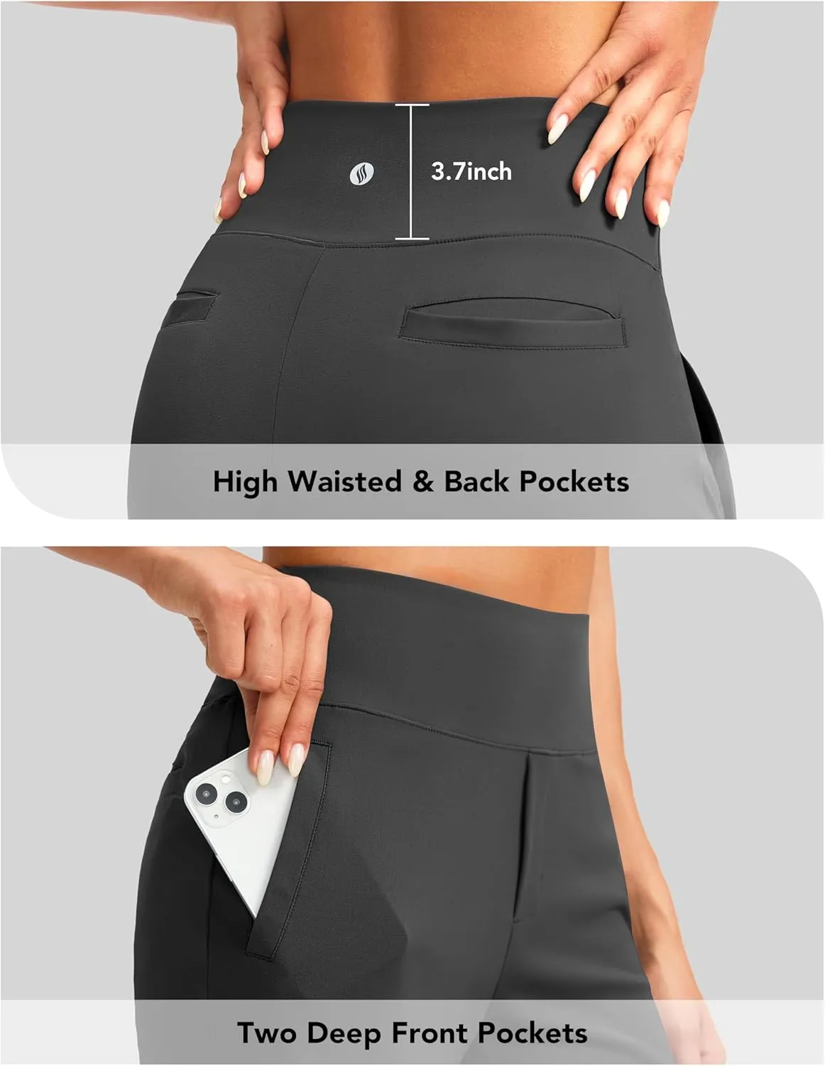 SANTINY Women's 9" High Waisted Bermuda Shorts with 4 Pockets Knee Length Long Shorts for Women Workout Athletic Casual