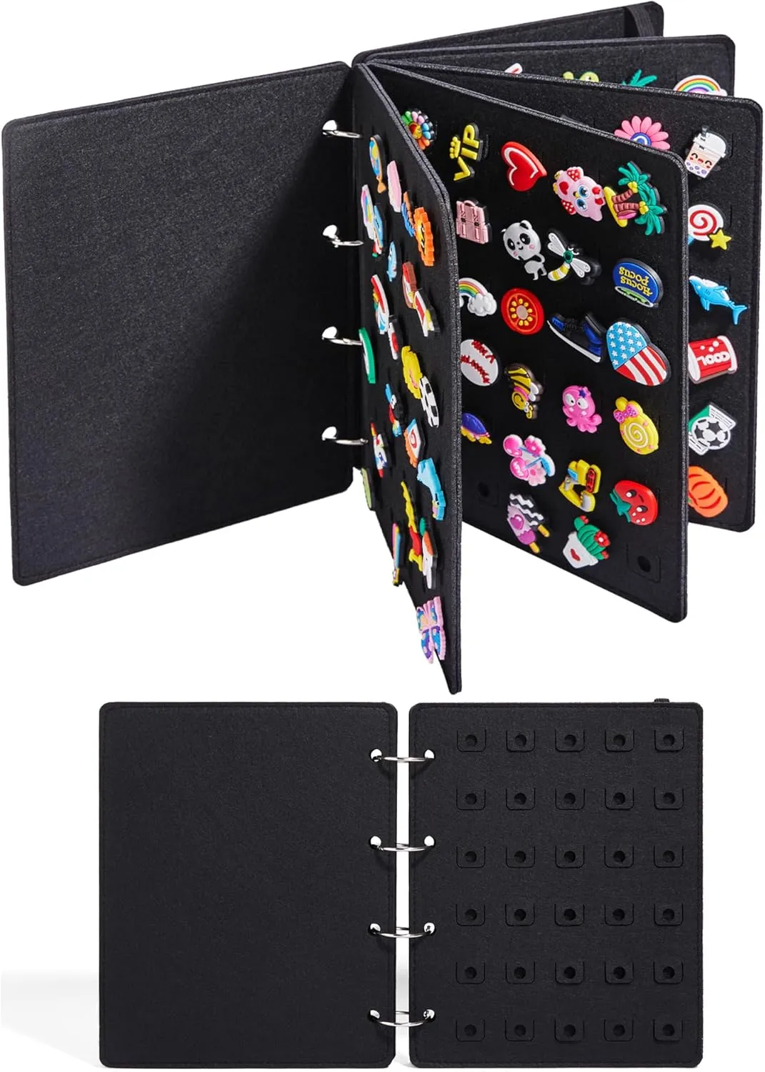 Shoe Charms Organizer - Flip-page Holder for Croc with 120 Holes for Charms Storage and Display