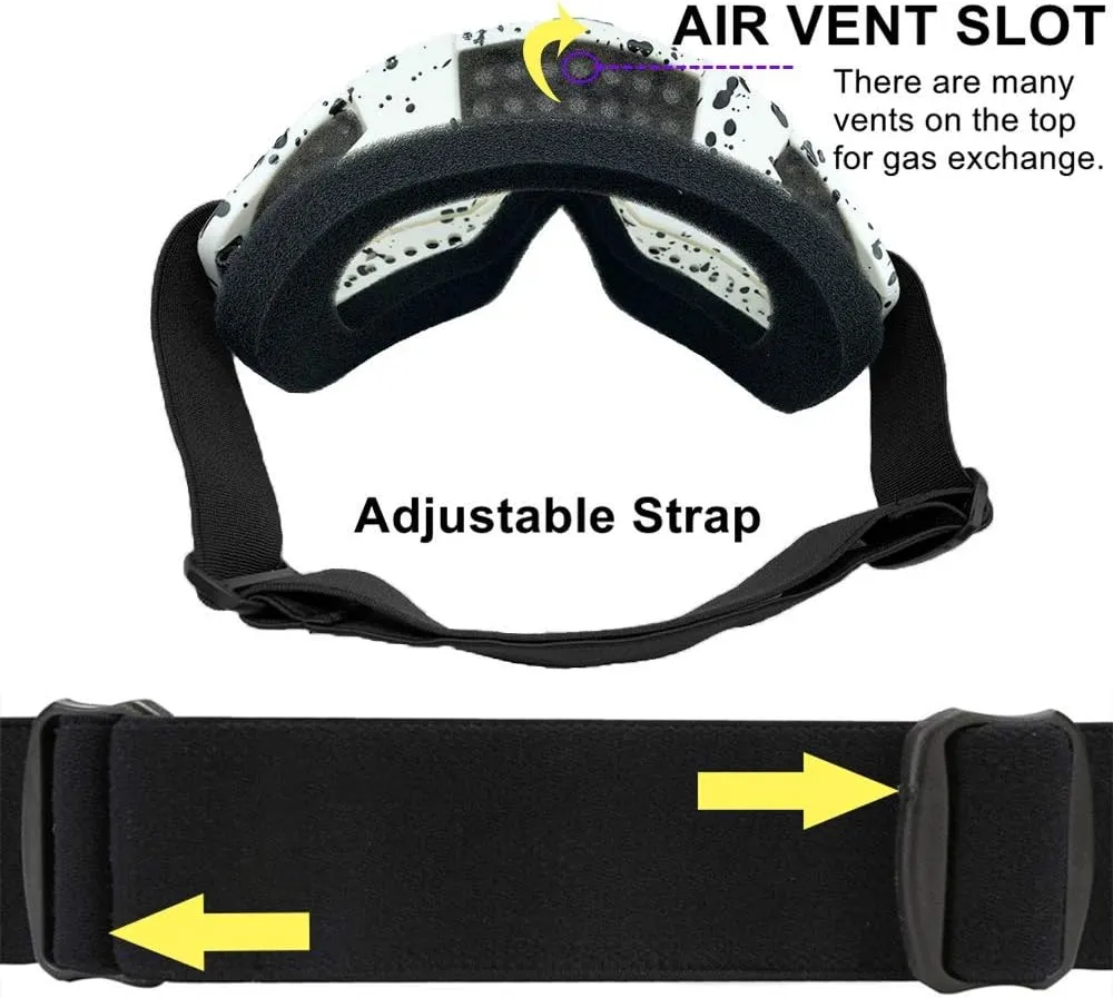 Ski Goggles-2 Pack Over Glasses Snow Snowboard Goggles- Anti-fog Anti-UV Protection Wide View for Men Women Adult