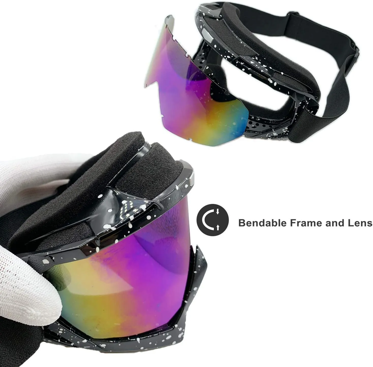 Ski Goggles-2 Pack Over Glasses Snow Snowboard Goggles- Anti-fog Anti-UV Protection Wide View for Men Women Adult
