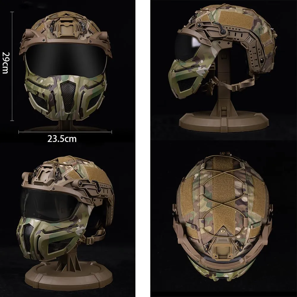 Tactical Fast Helmet Full Face Protection Mask Flip-up Visor Goggle Helmet Cover Airsoft Hunting Gaming