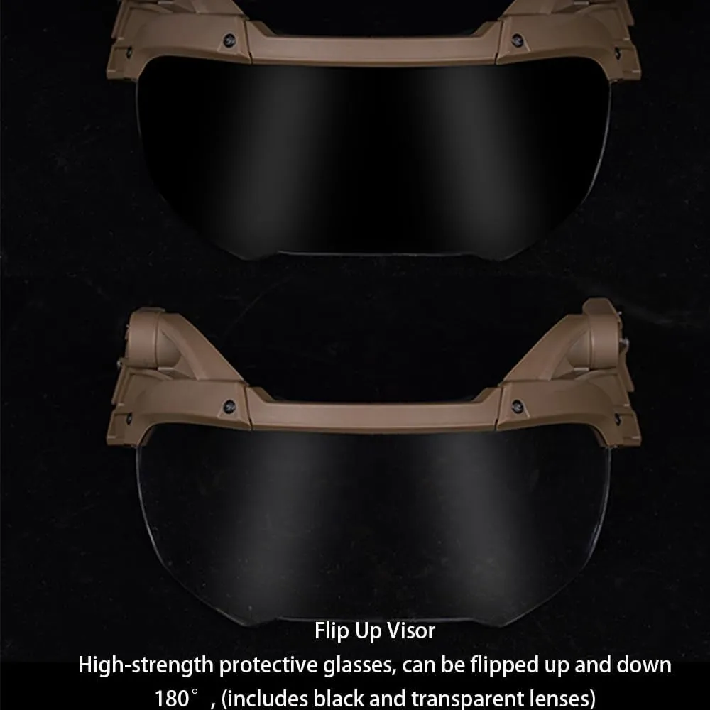 Tactical Fast Helmet Full Face Protection Mask Flip-up Visor Goggle Helmet Cover Airsoft Hunting Gaming