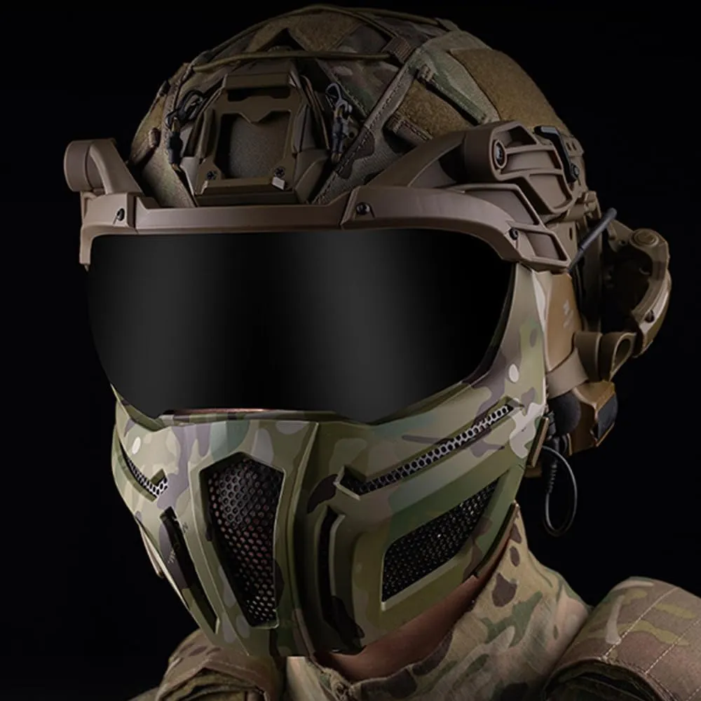 Tactical Fast Helmet Full Face Protection Mask Flip-up Visor Goggle Helmet Cover Airsoft Hunting Gaming