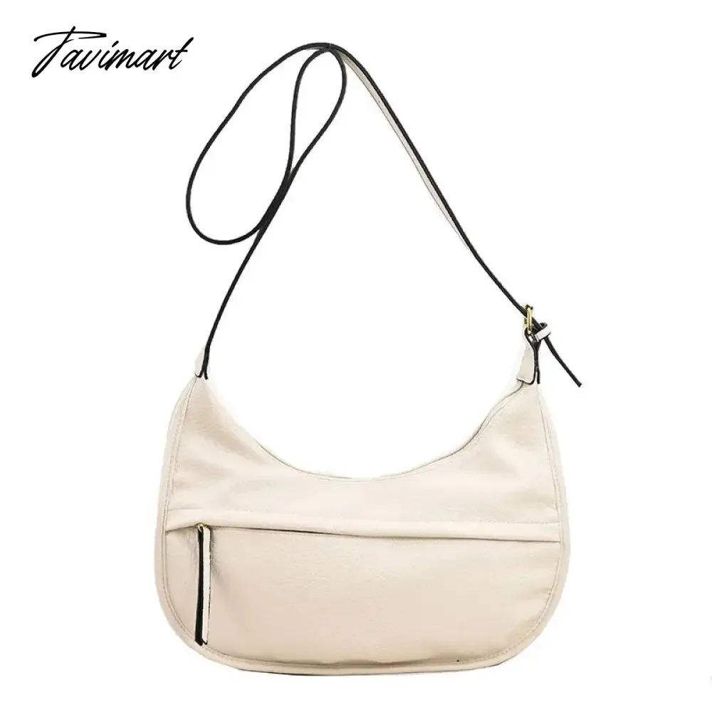 Tavimart Simple shoulder bag, casual large capacity bag, soft leather crossbody bag