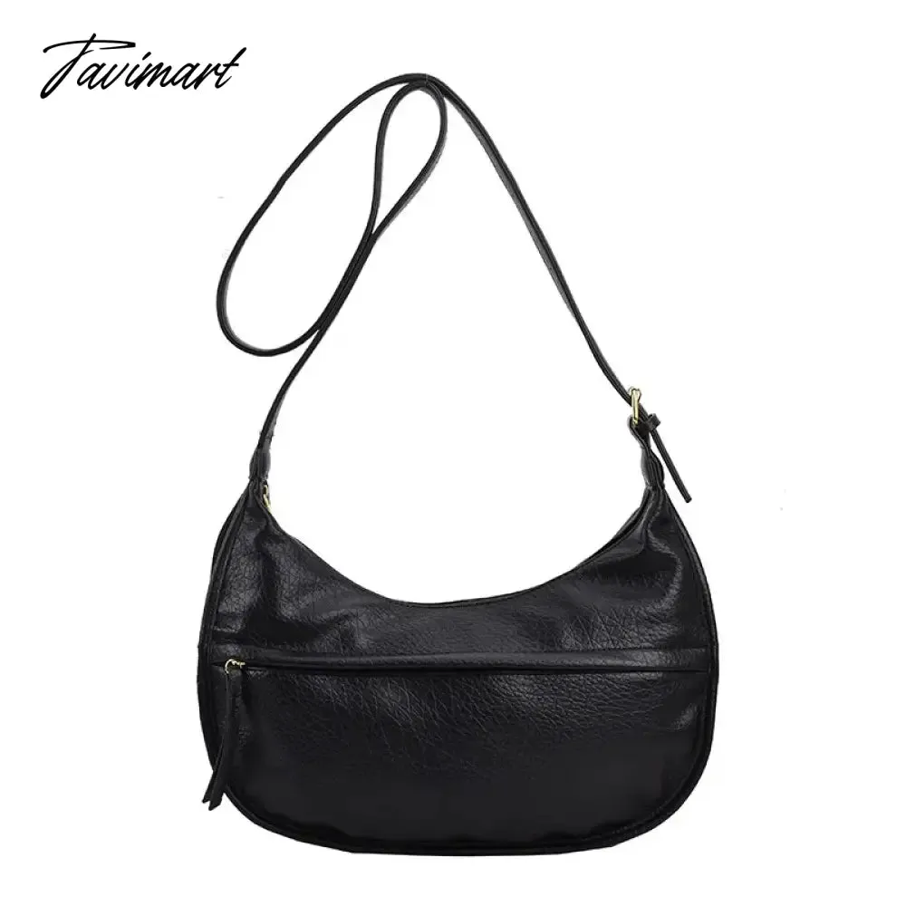 Tavimart Simple shoulder bag, casual large capacity bag, soft leather crossbody bag