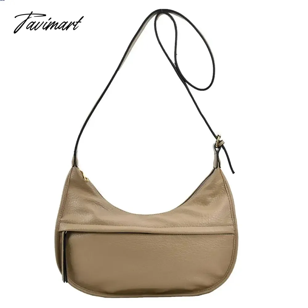 Tavimart Simple shoulder bag, casual large capacity bag, soft leather crossbody bag