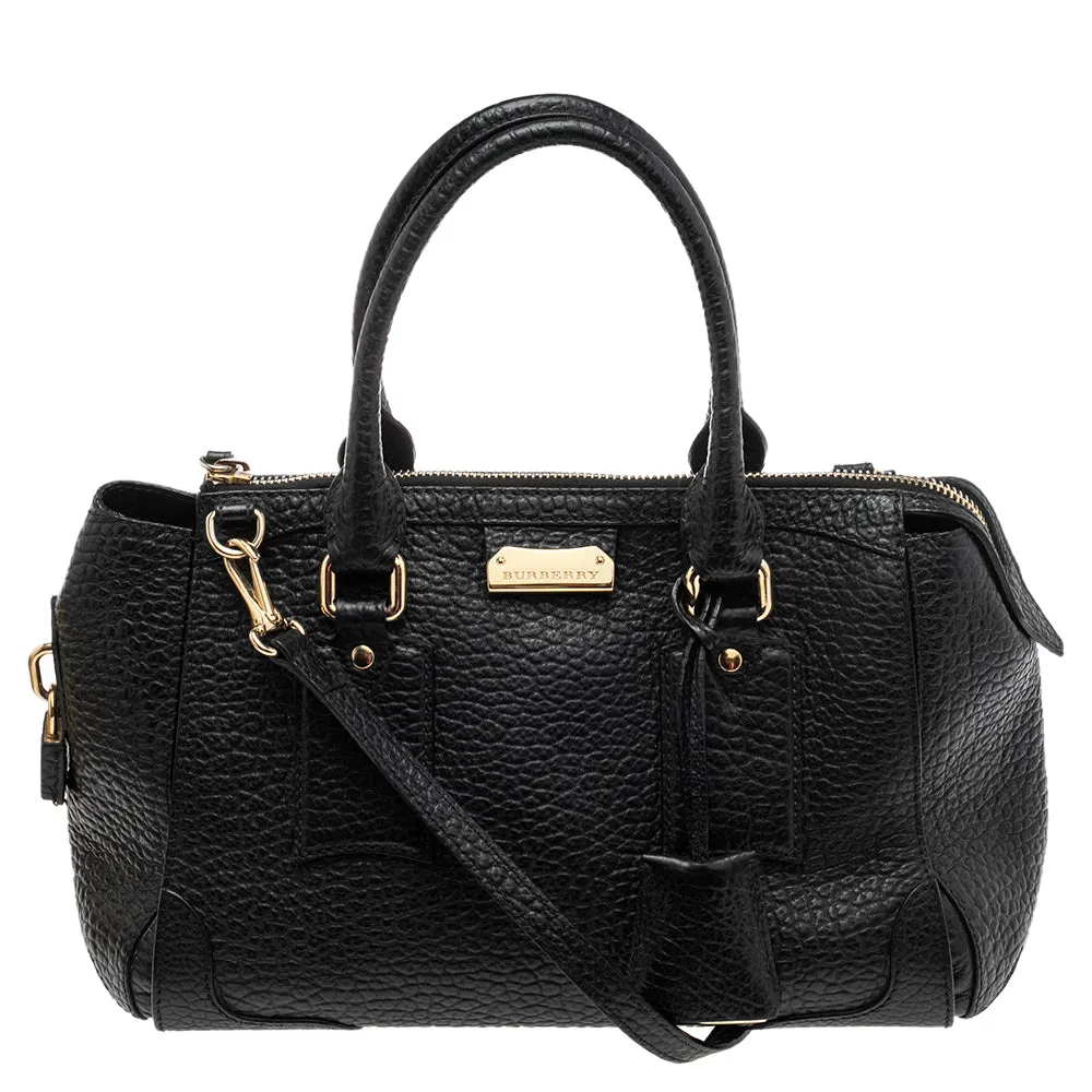 Trendy Inspired Burberry Black Grained Leather Orchard Boston Bag