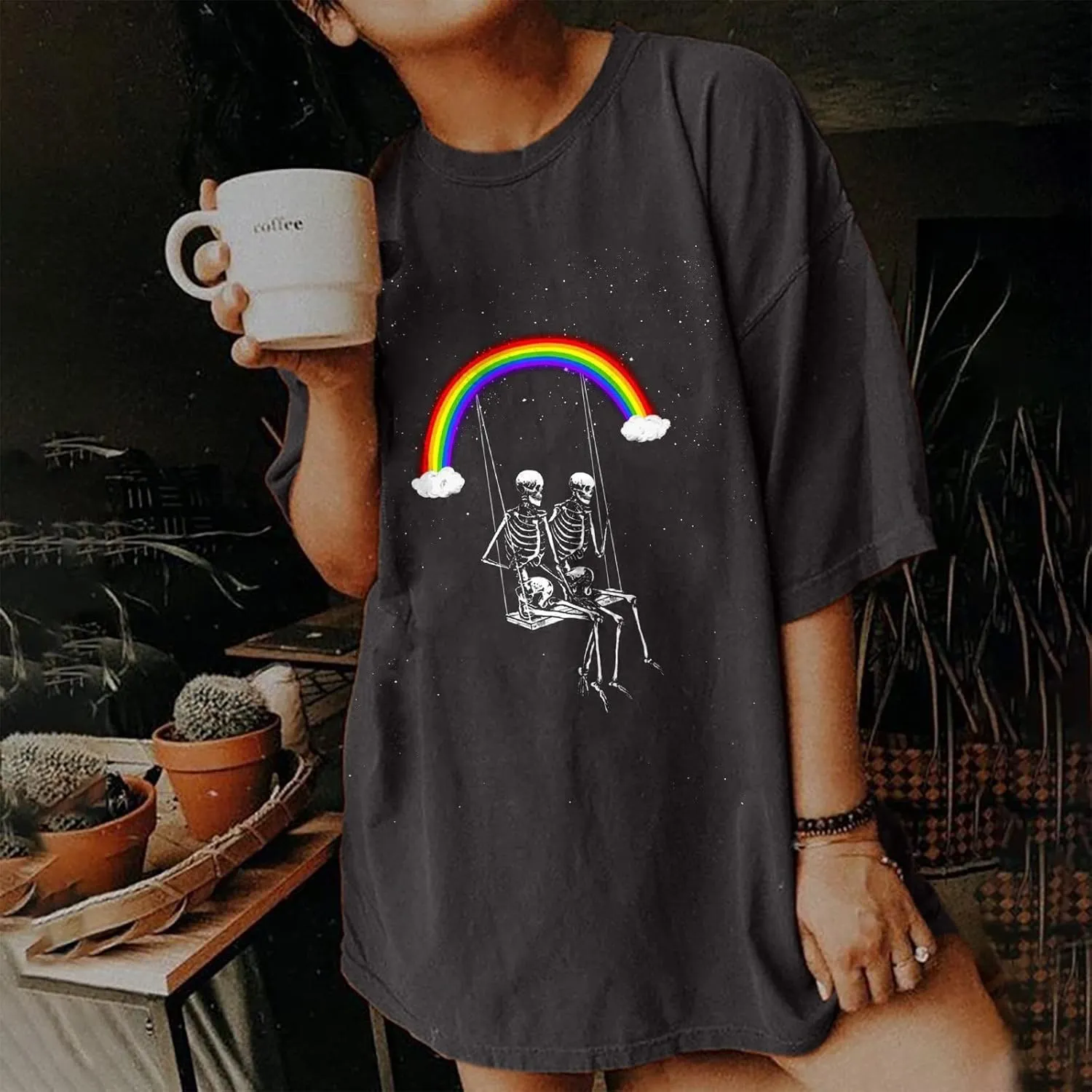 Vintage Shirts for Women Cute Graphic Tee Spring Short Sleeve Tops Oversized Tshirts Teen Aesthetic Clothing