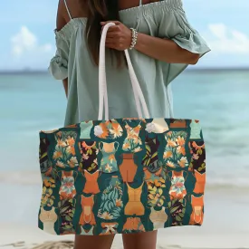 Vintage Swimsuit Large Beach Tote Bag