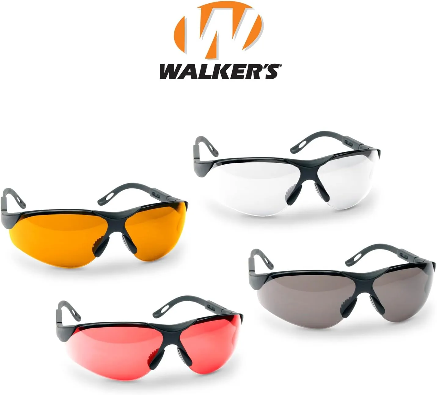 Walker's Elite Sport Shooting Glasses - Impact-Resistant Anti-Fog Non-Slip Adjustable UV Protection Hunting Sports Glasses