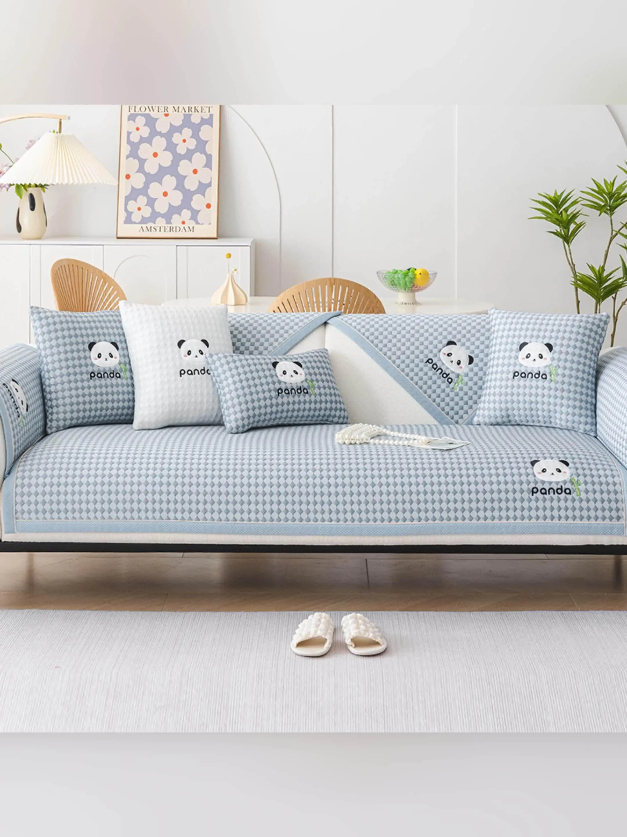 Waterproof Couch Cover, Non-Slip Panda Pattern Sofa Cover